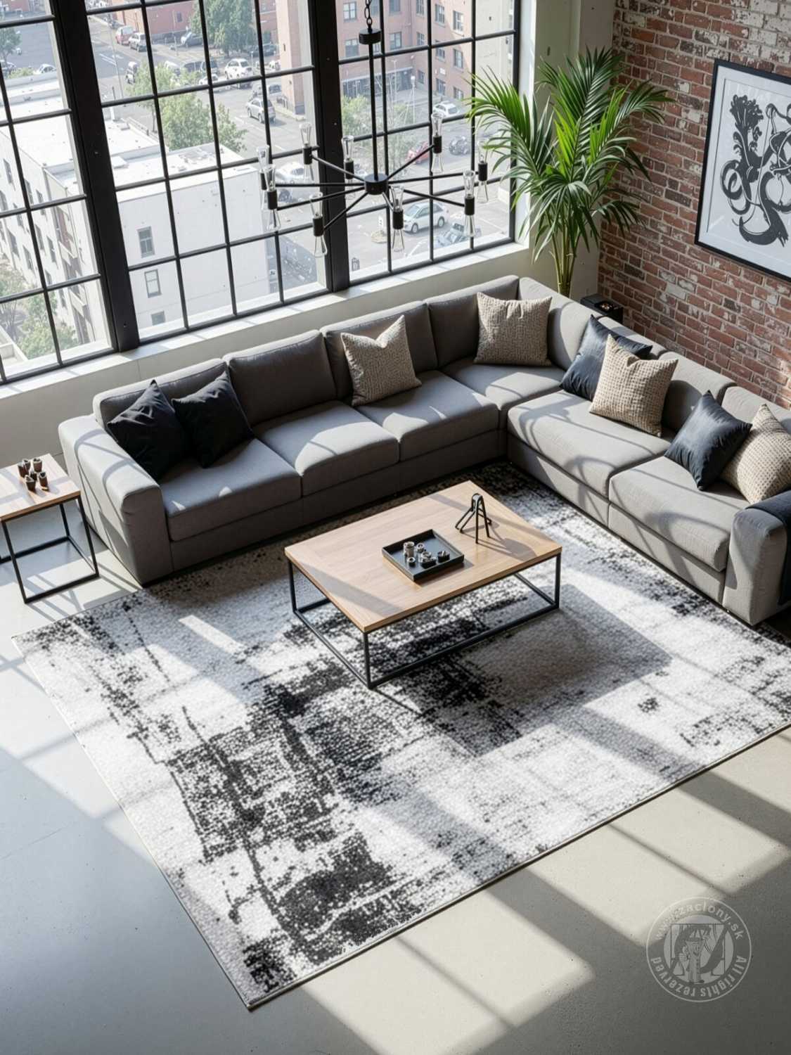 Kusový koberec ASIA3 sivý/čierny