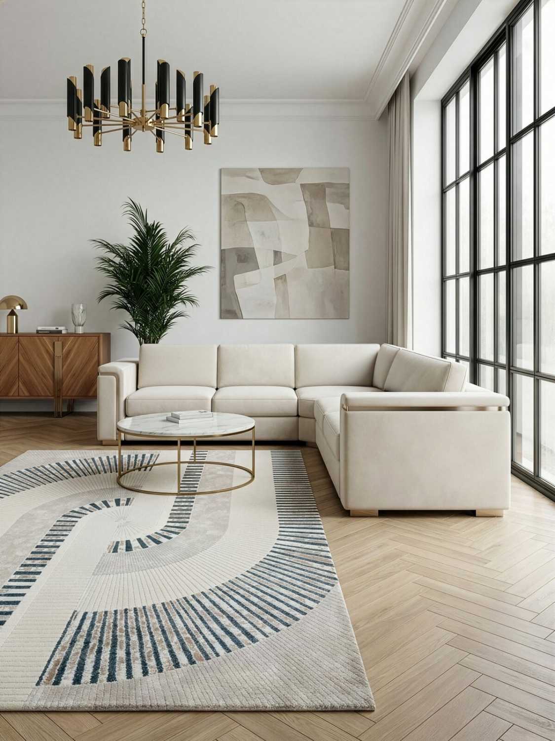 Kusový koberec CRYSTAL3 krémový/modrý