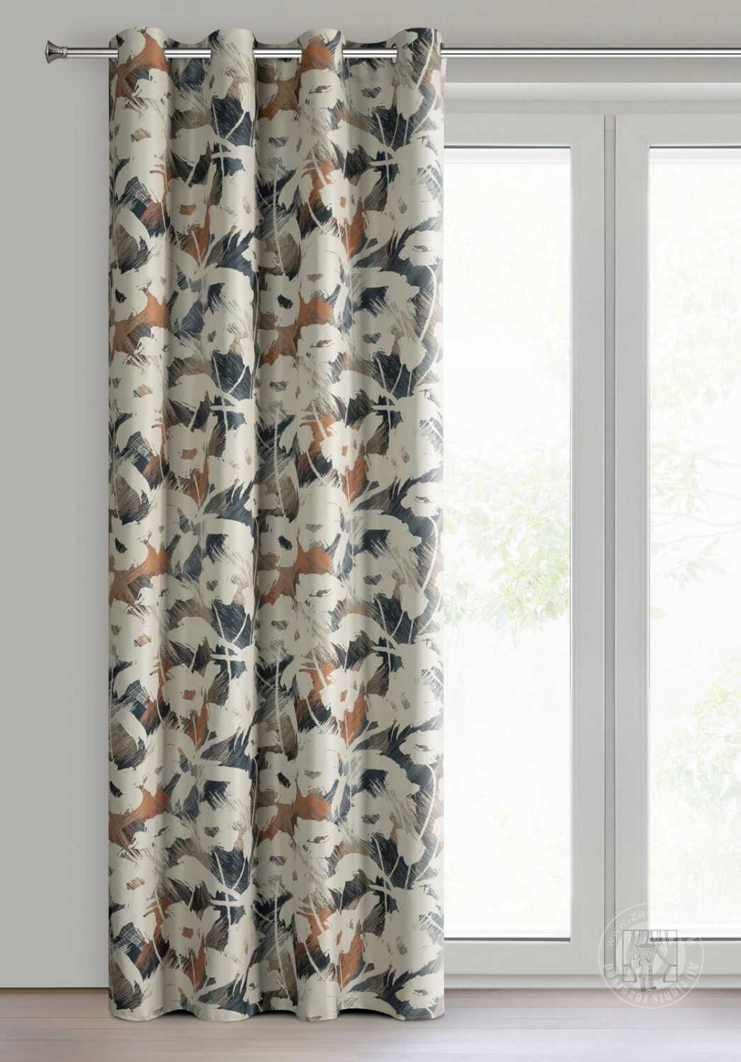 Záves AMBRA na krúžkoch 140x250cm béžový/granátový