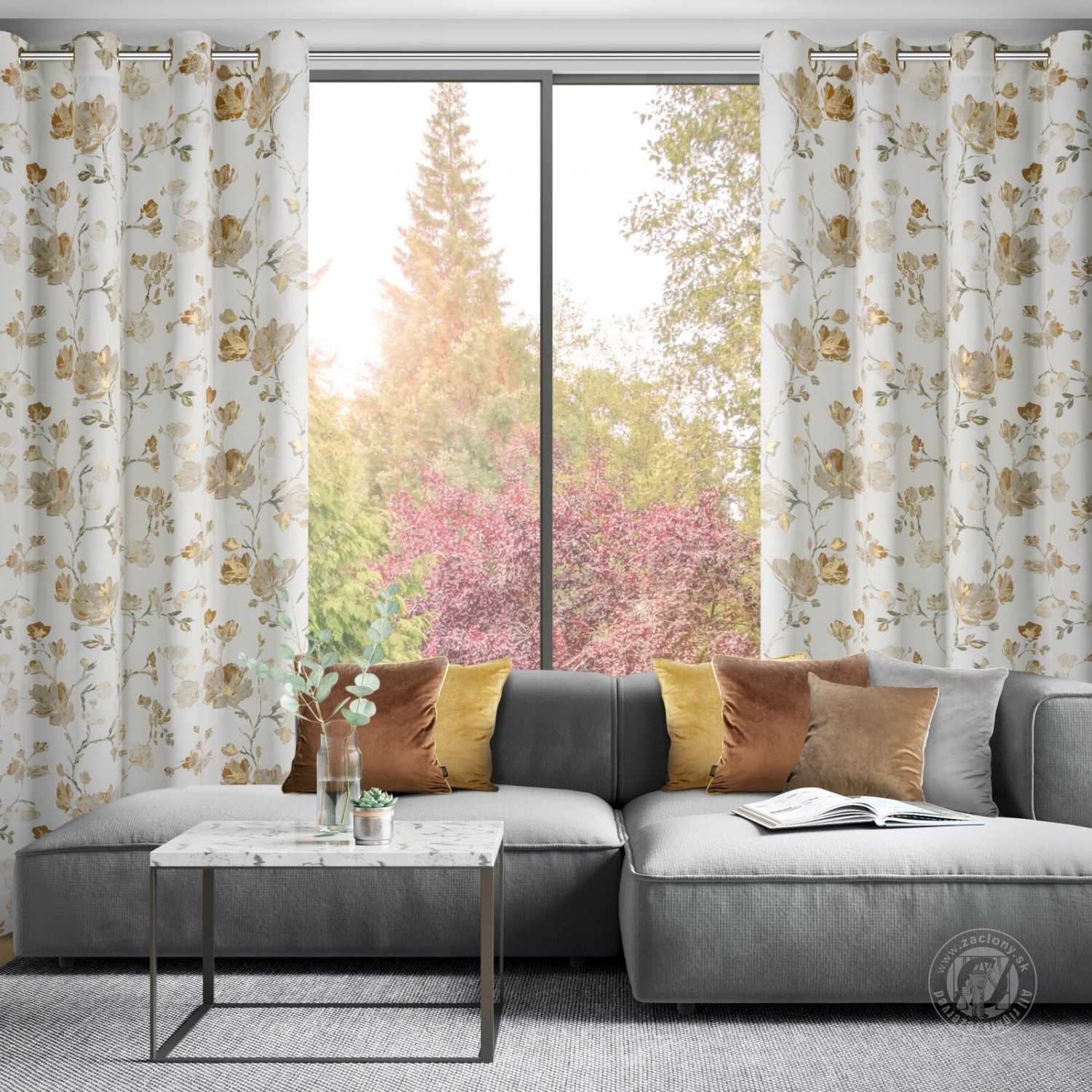 Záves NELIA na krúžkoch 140x250cm biely/béžový