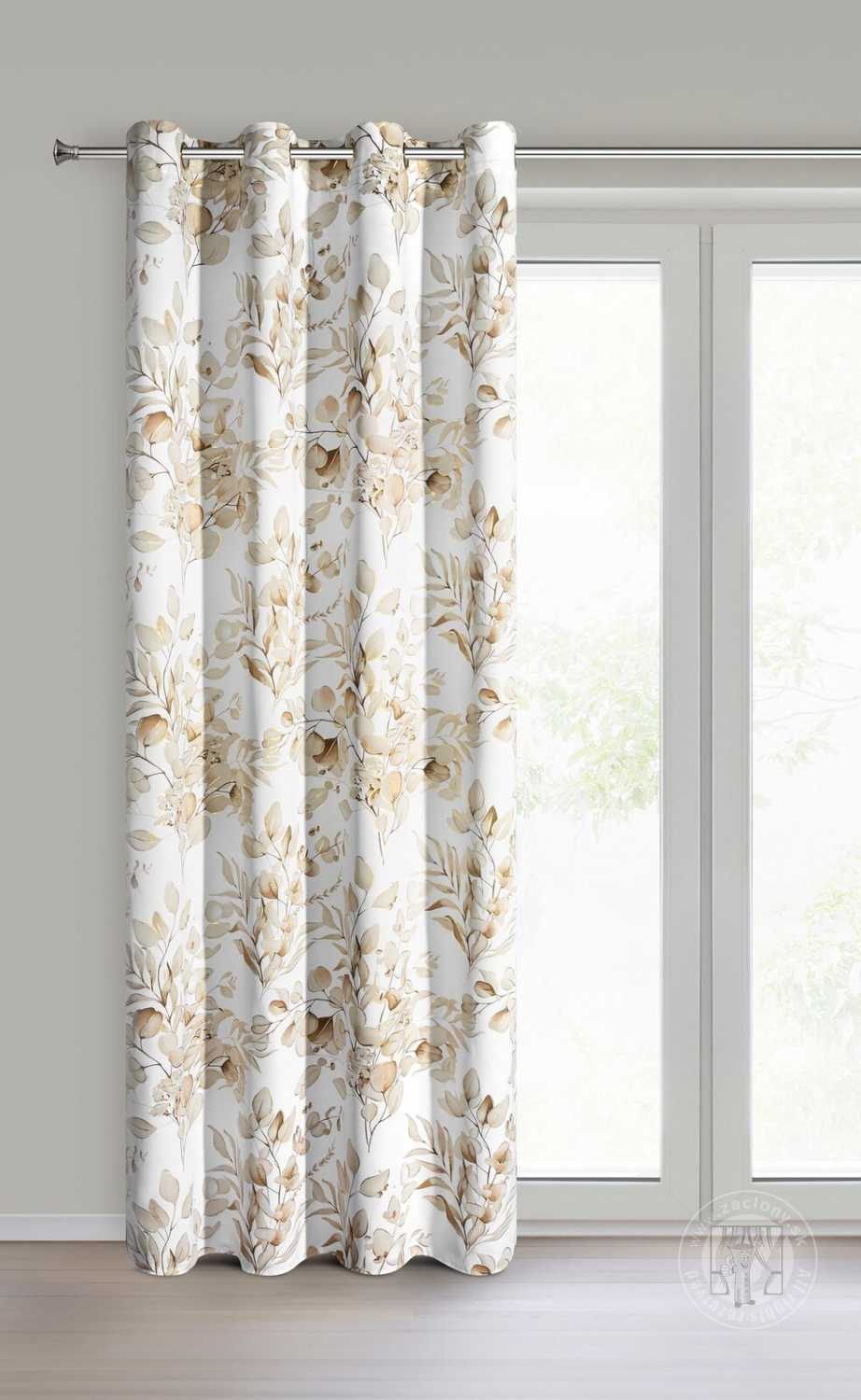 Záves OLENI na krúžkoch 140x250cm béžový/zlatý