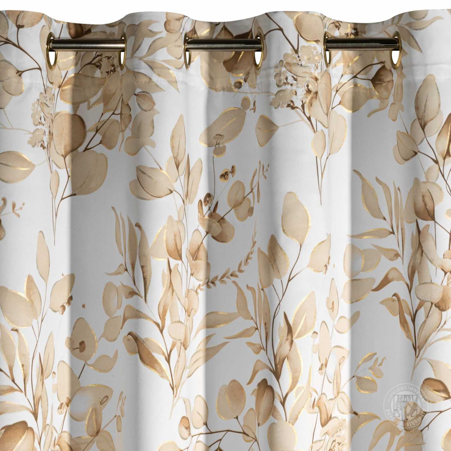 Záves OLENI na krúžkoch 140x250cm béžový/zlatý