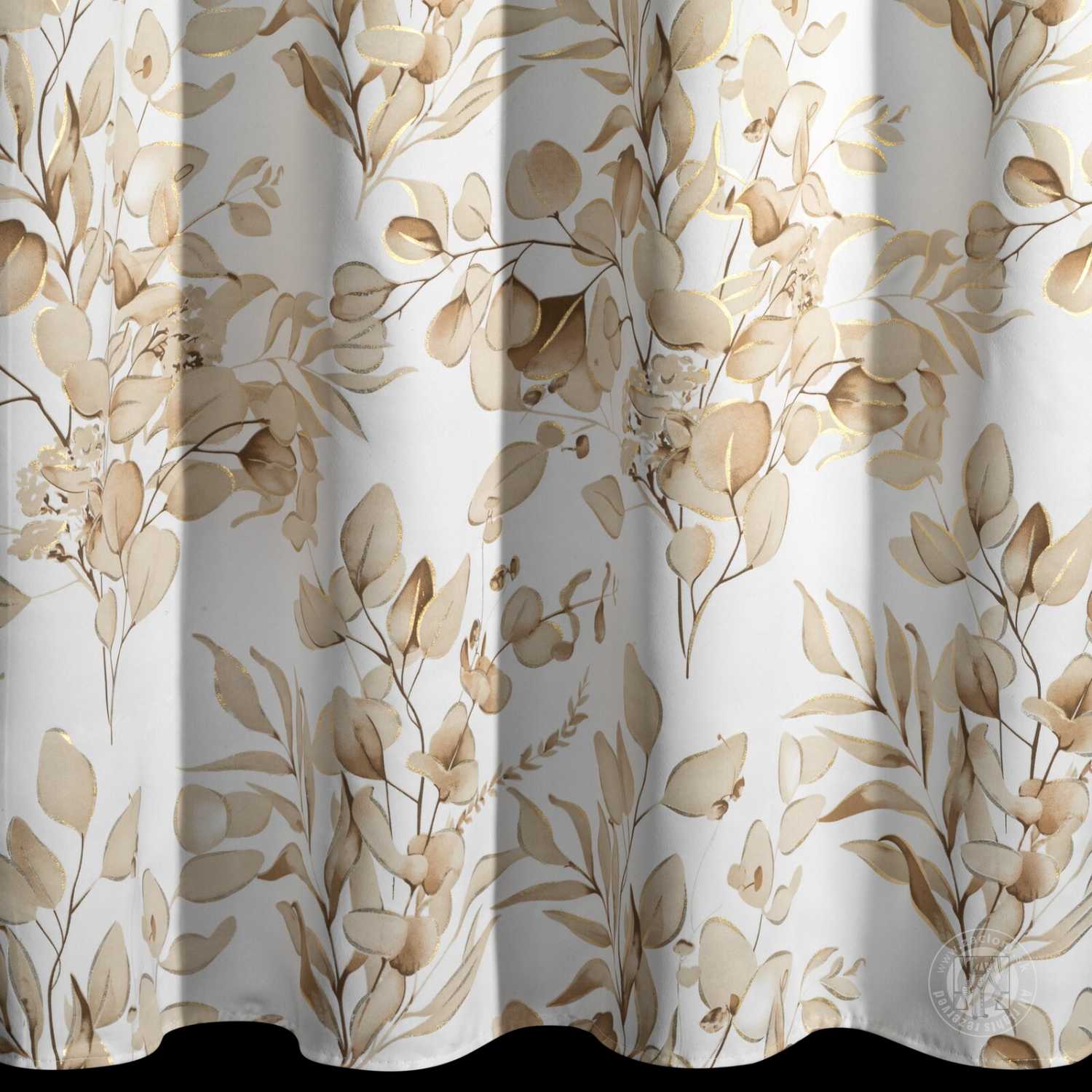 Záves OLENI na krúžkoch 140x250cm béžový/zlatý