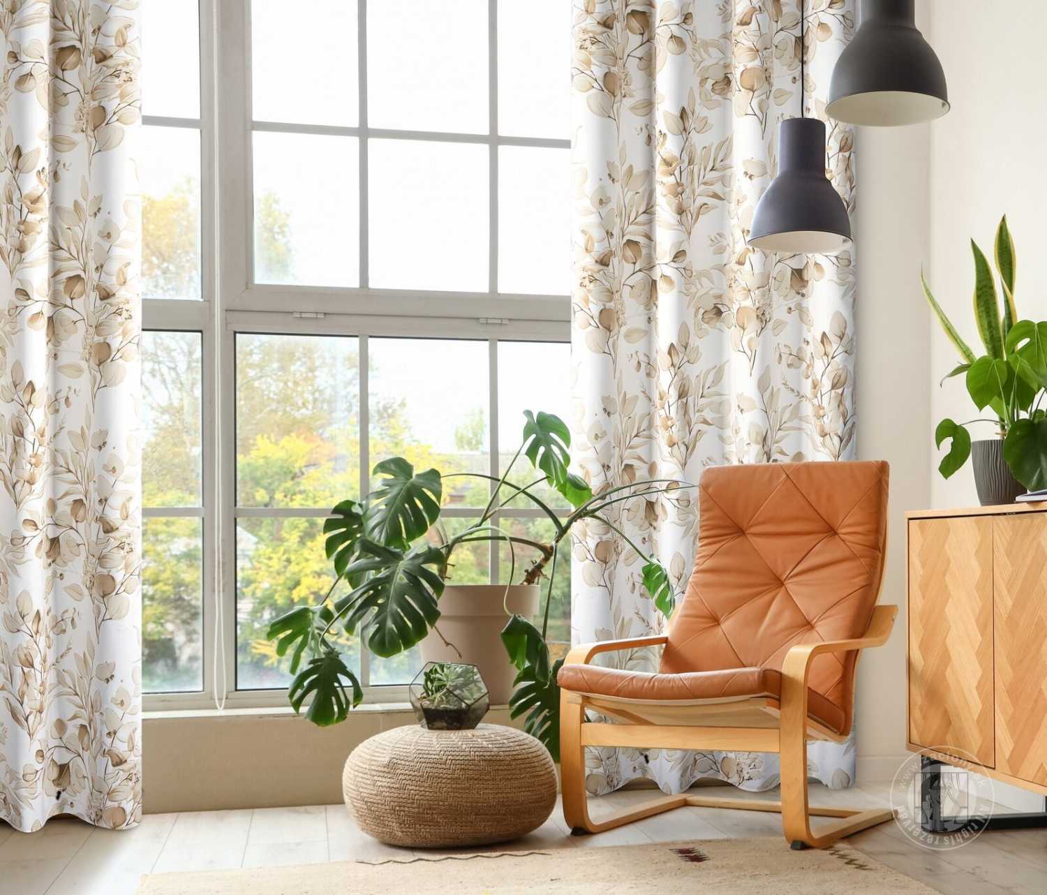 Záves OLENI na krúžkoch 140x250cm béžový/zlatý