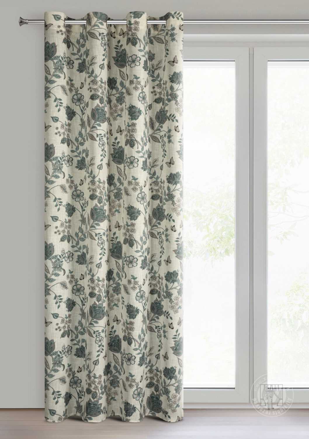 Záves TALI na krúžkoch 140x250cm prírodný/modrý