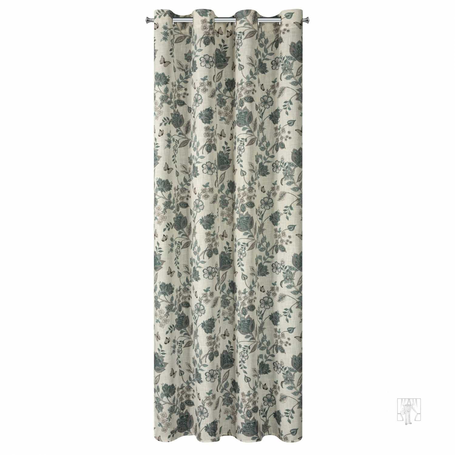 Záves TALI na krúžkoch 140x250cm prírodný/modrý