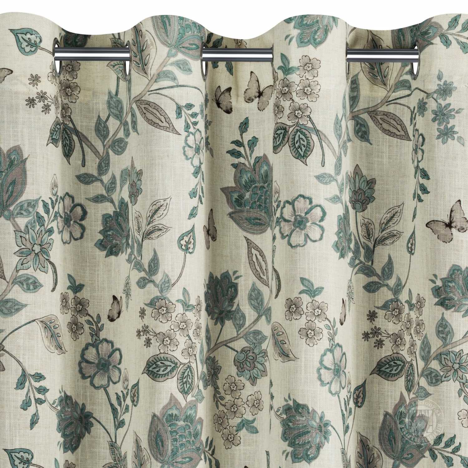 Záves TALI na krúžkoch 140x250cm prírodný/modrý