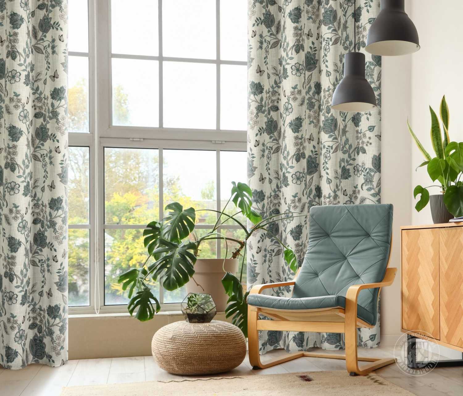 Záves TALI na krúžkoch 140x250cm prírodný/modrý