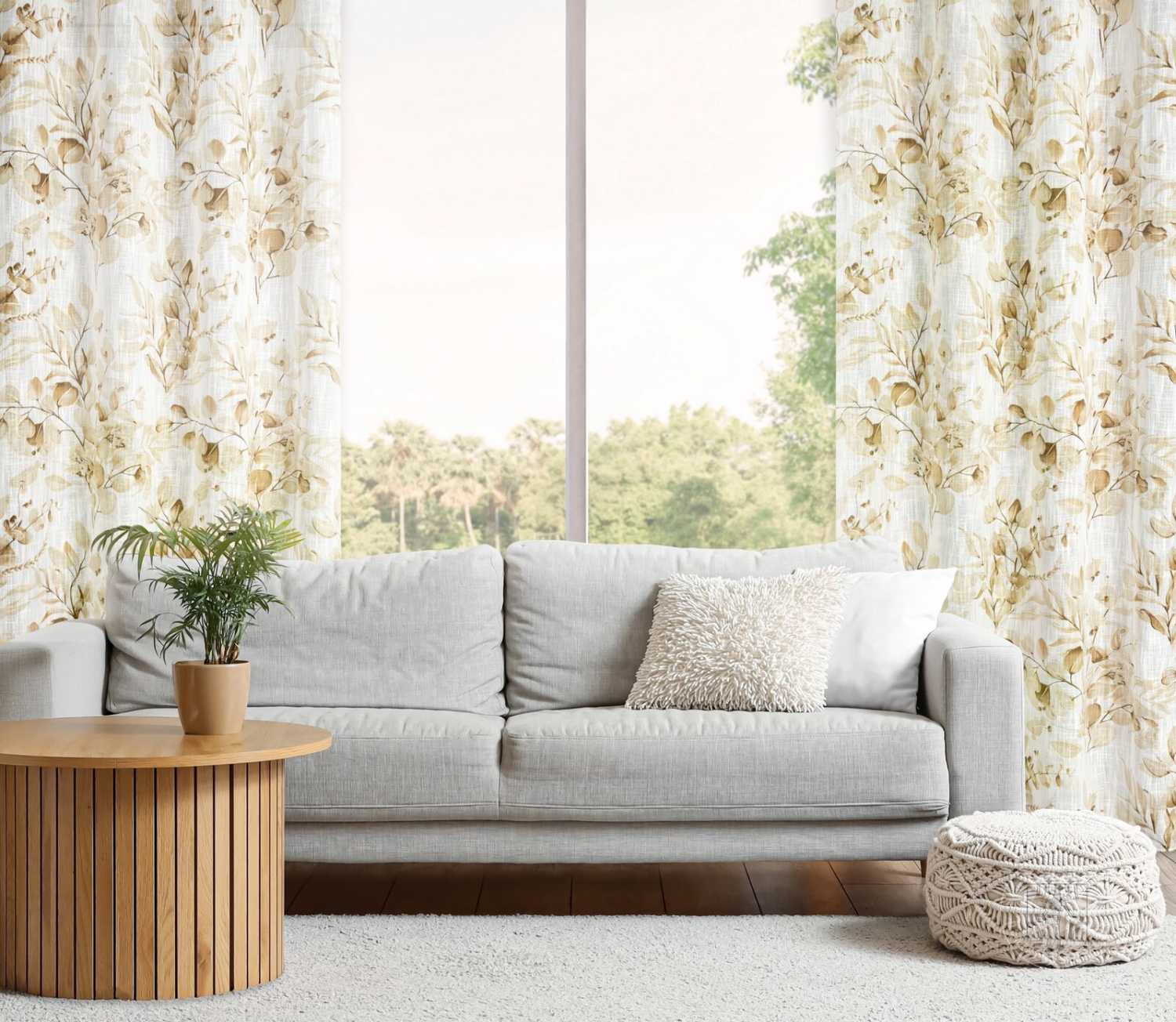 Záves ADENA na krúžkoch 140x250cm béžový/zlatý