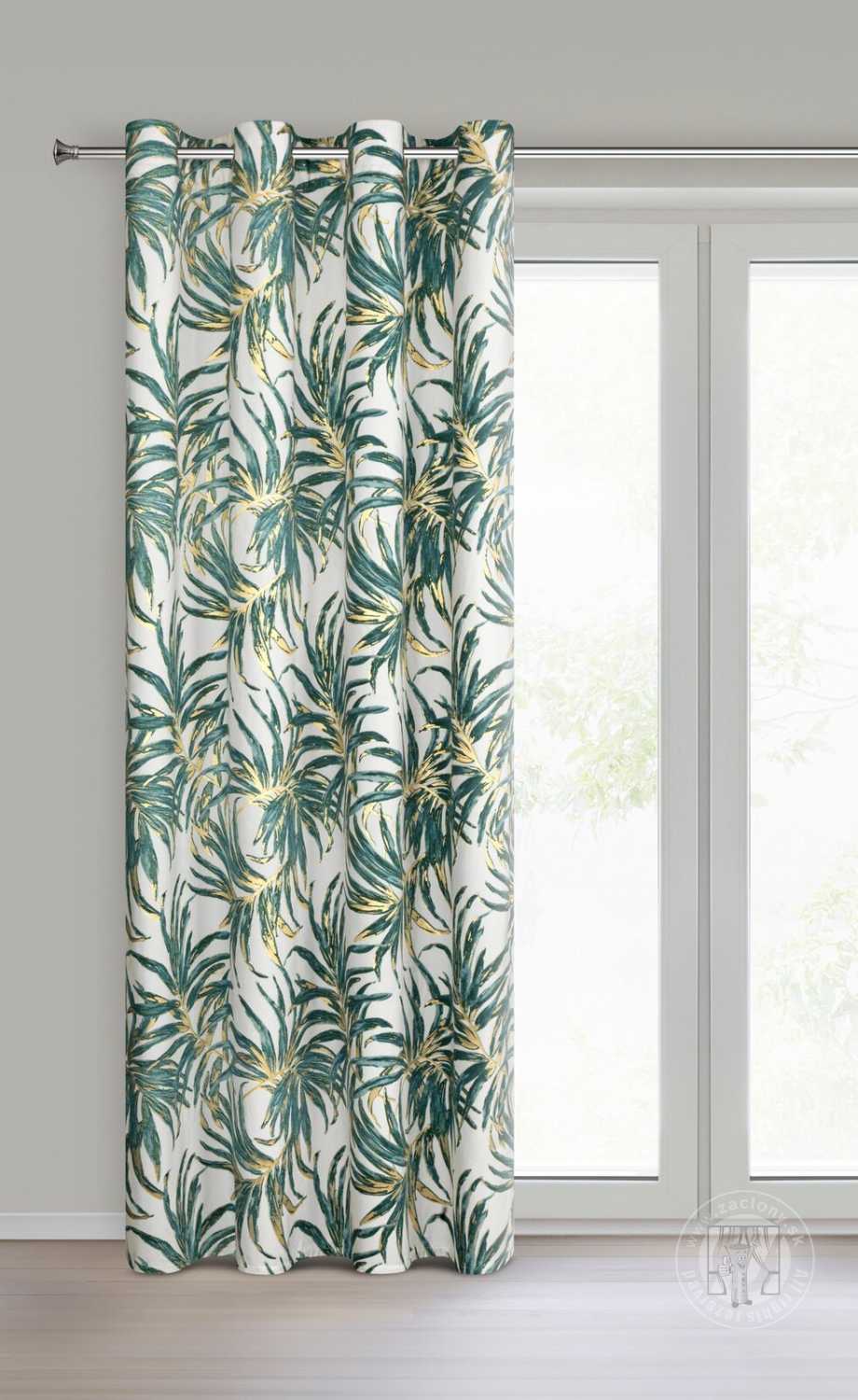 Záves ALENA na krúžkoch 140x250cm biely/zelený