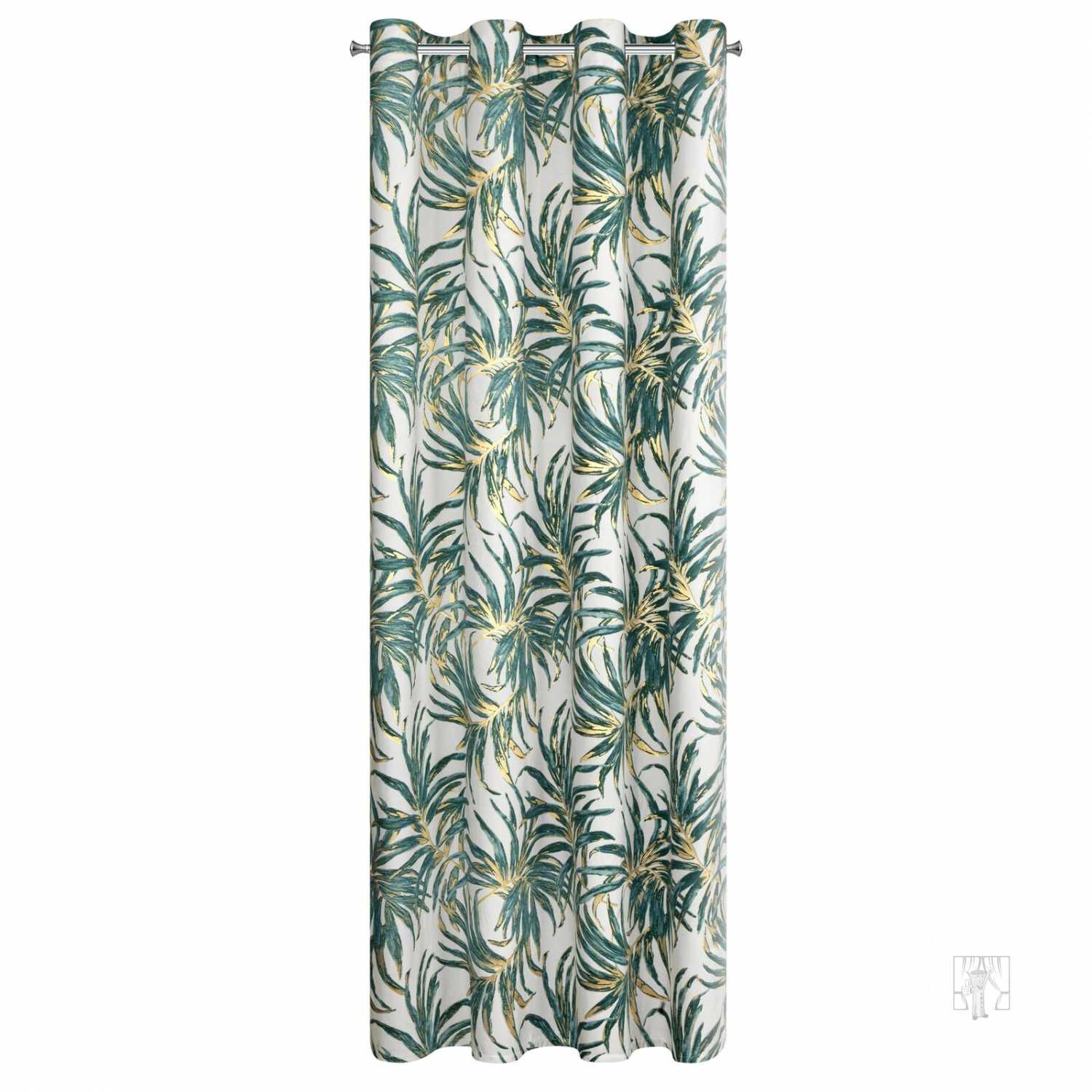 Záves ALENA na krúžkoch 140x250cm biely/zelený