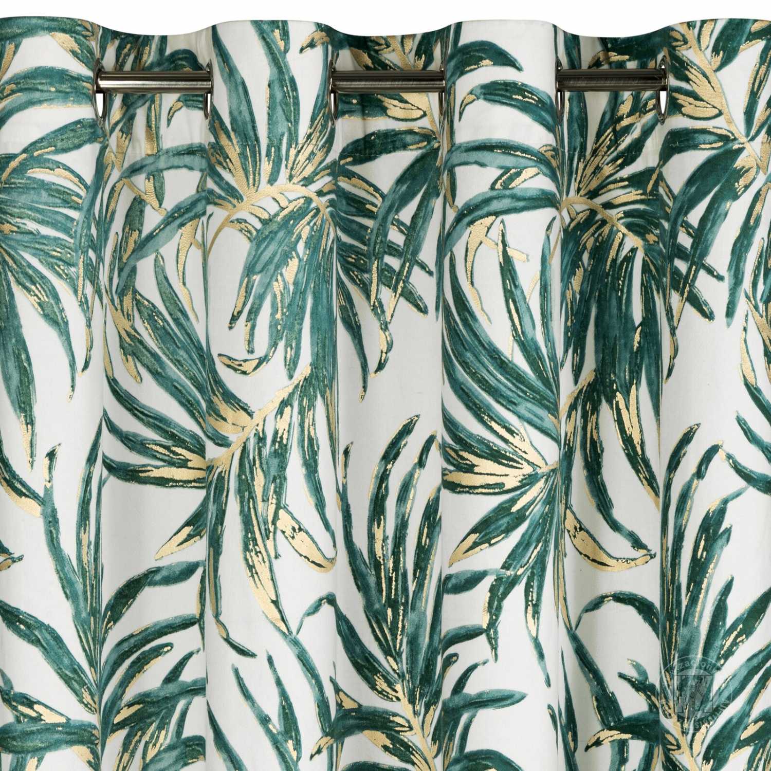 Záves ALENA na krúžkoch 140x250cm biely/zelený