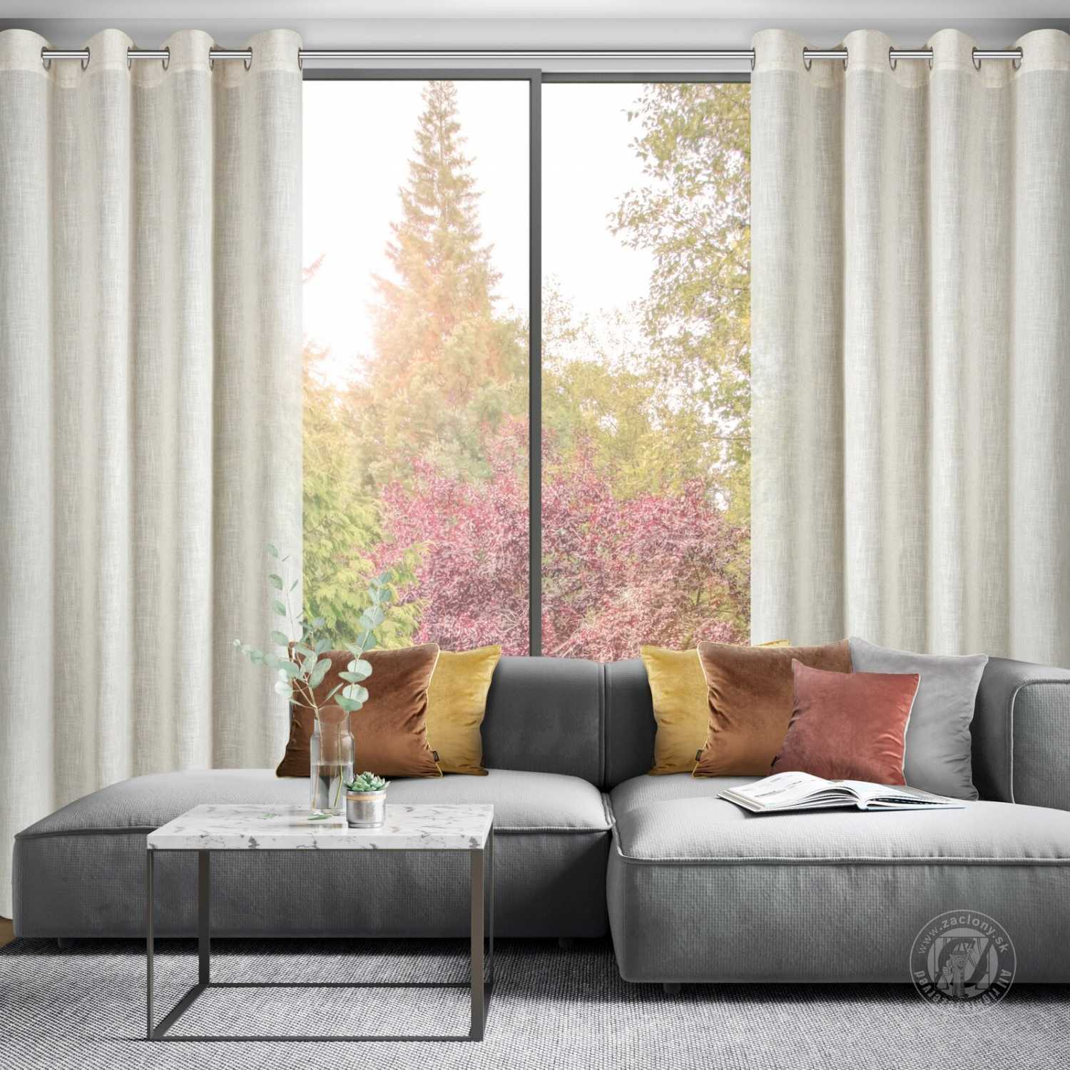  Záves ELINA na krúžkoch 135x250cm prírodný