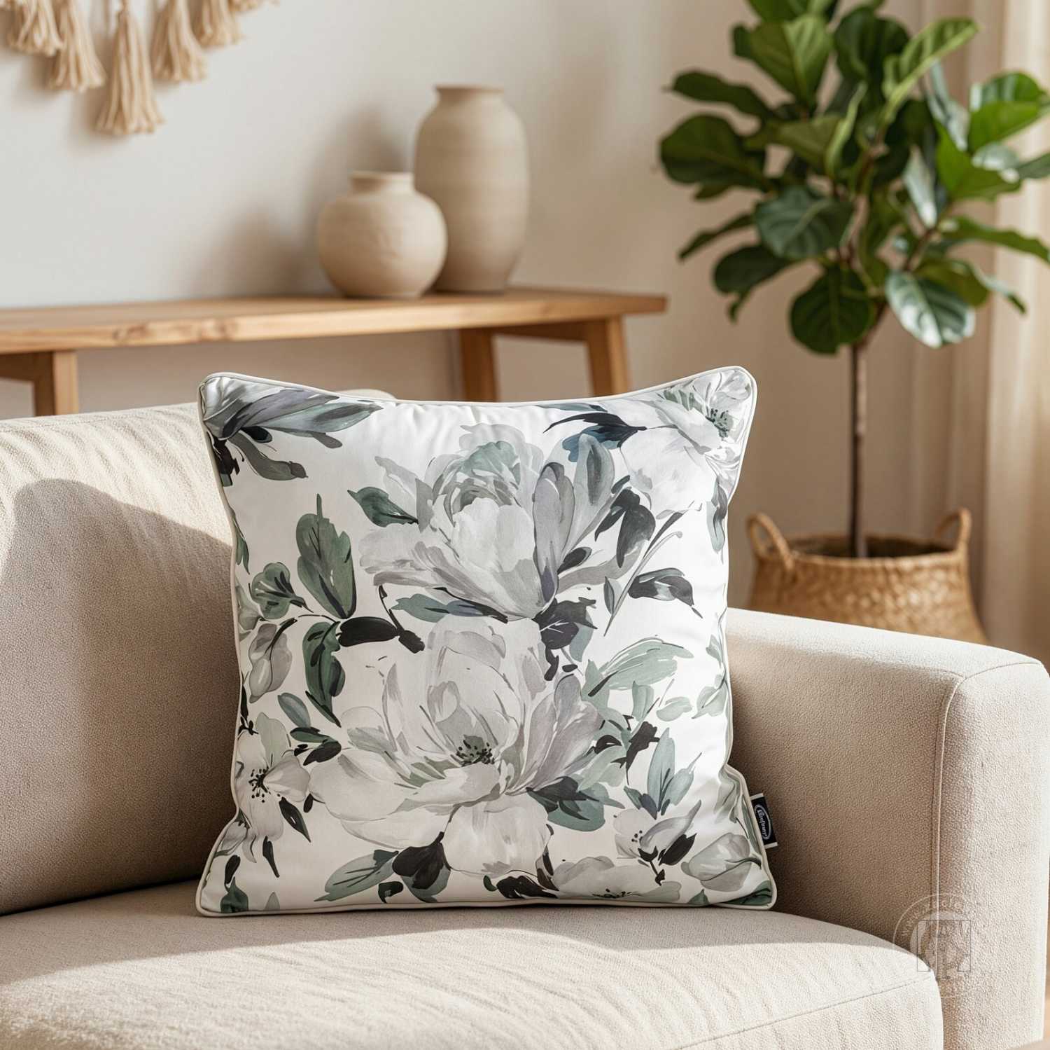 Obliečka na vankúš LOTI 45x45cm biela/olivová