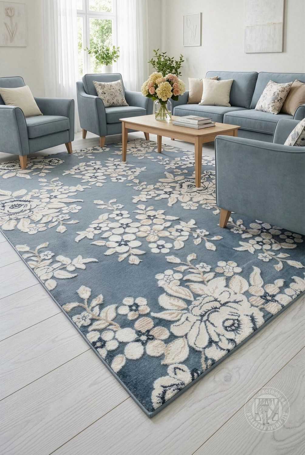 Kusový koberec IMPRESIVE1 modrý/krémový