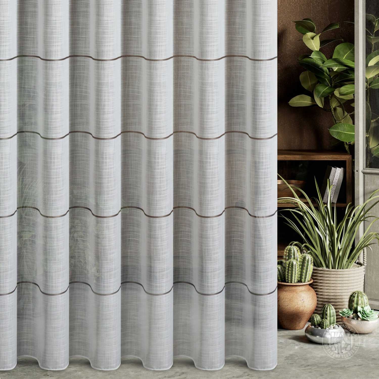 Záclona metráž 29092/ETA biela/popolavá, 300cm