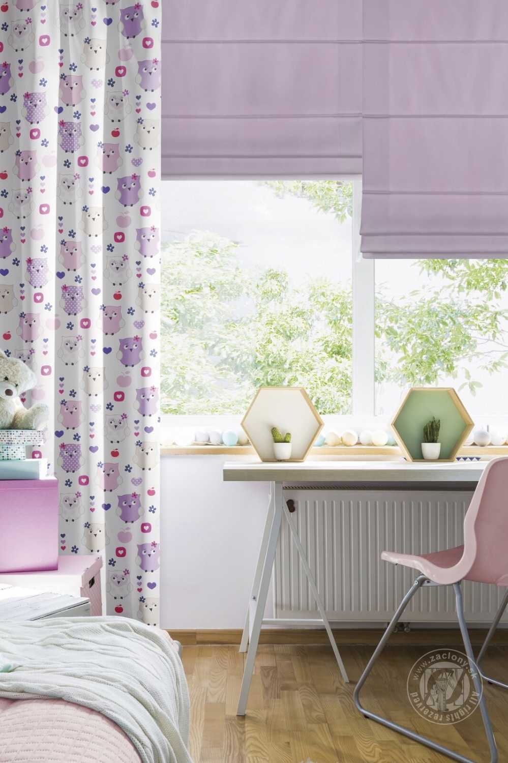 Záves detský 16473 ružový/lila, 145cm