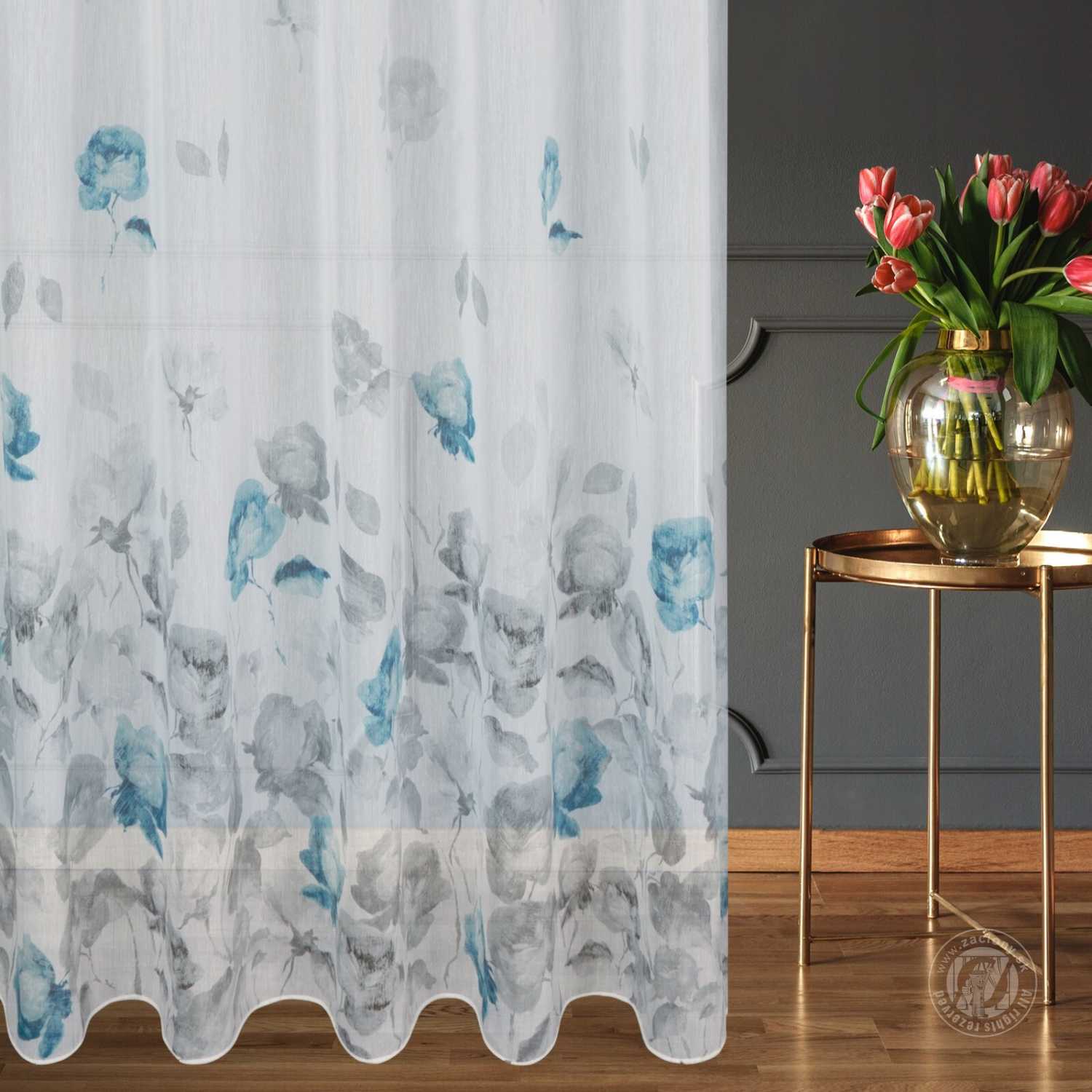 Záclona metráž 53822/BAT biela/modrá, 285cm