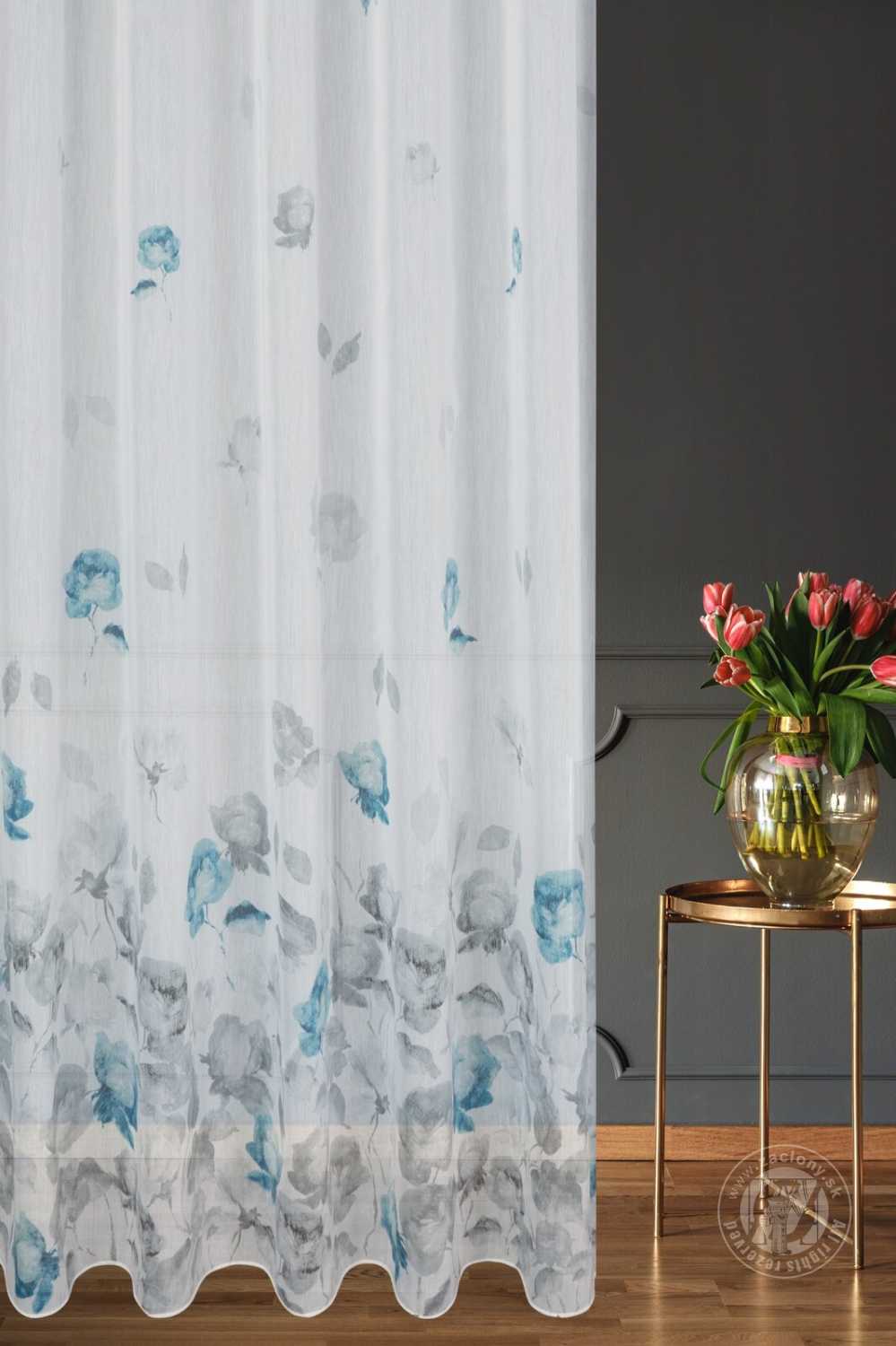 Záclona metráž 53822/BAT biela/modrá, 285cm