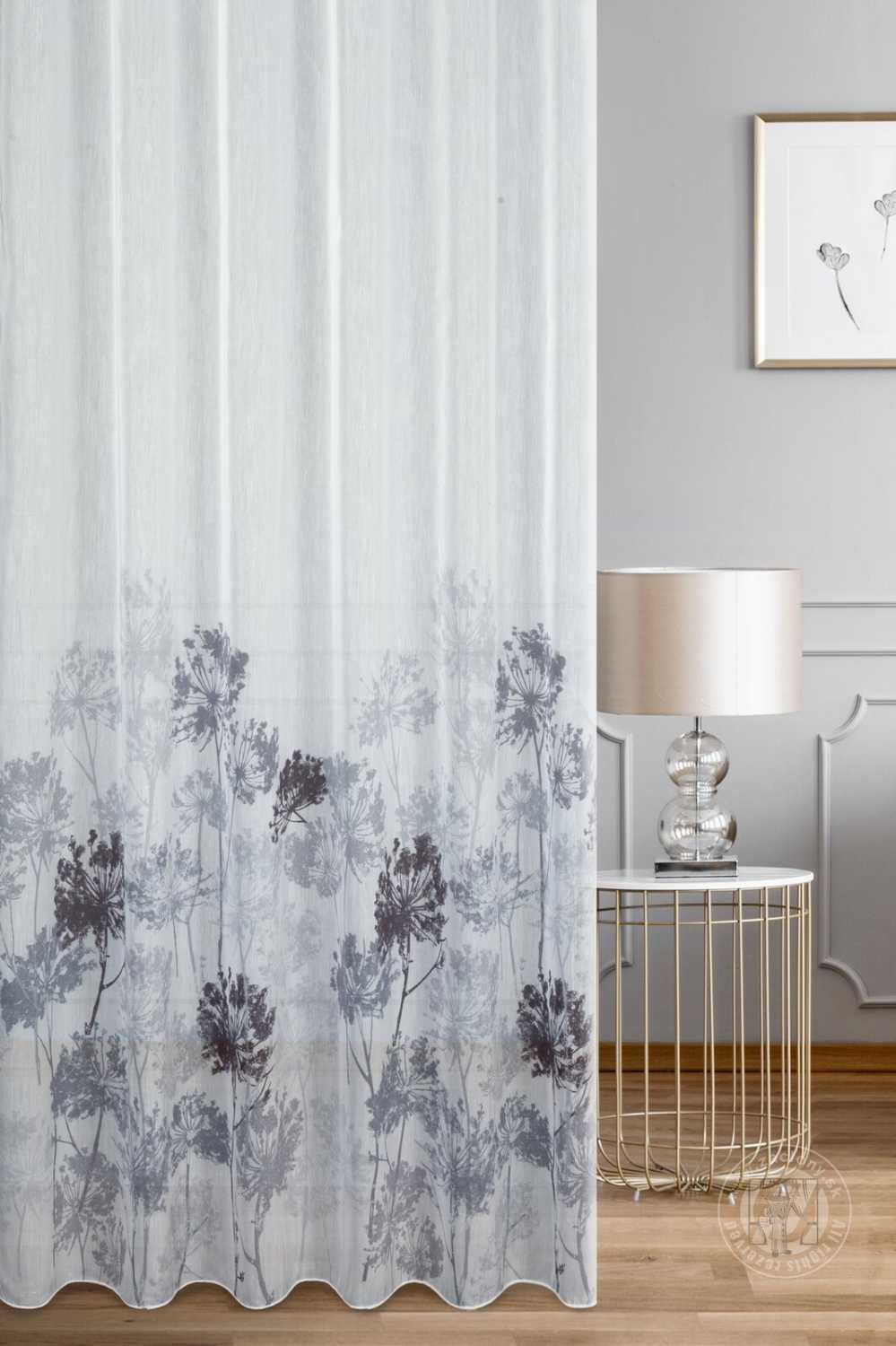 Záclona metráž 53821/BAT biela/grafitová, 285cm