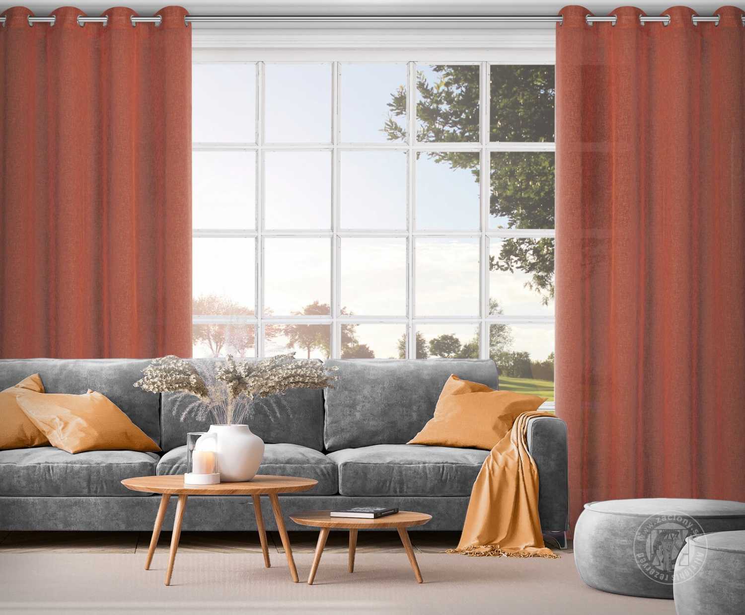 Záves ANGELICA na krúžkoch 140x250cm tehlový