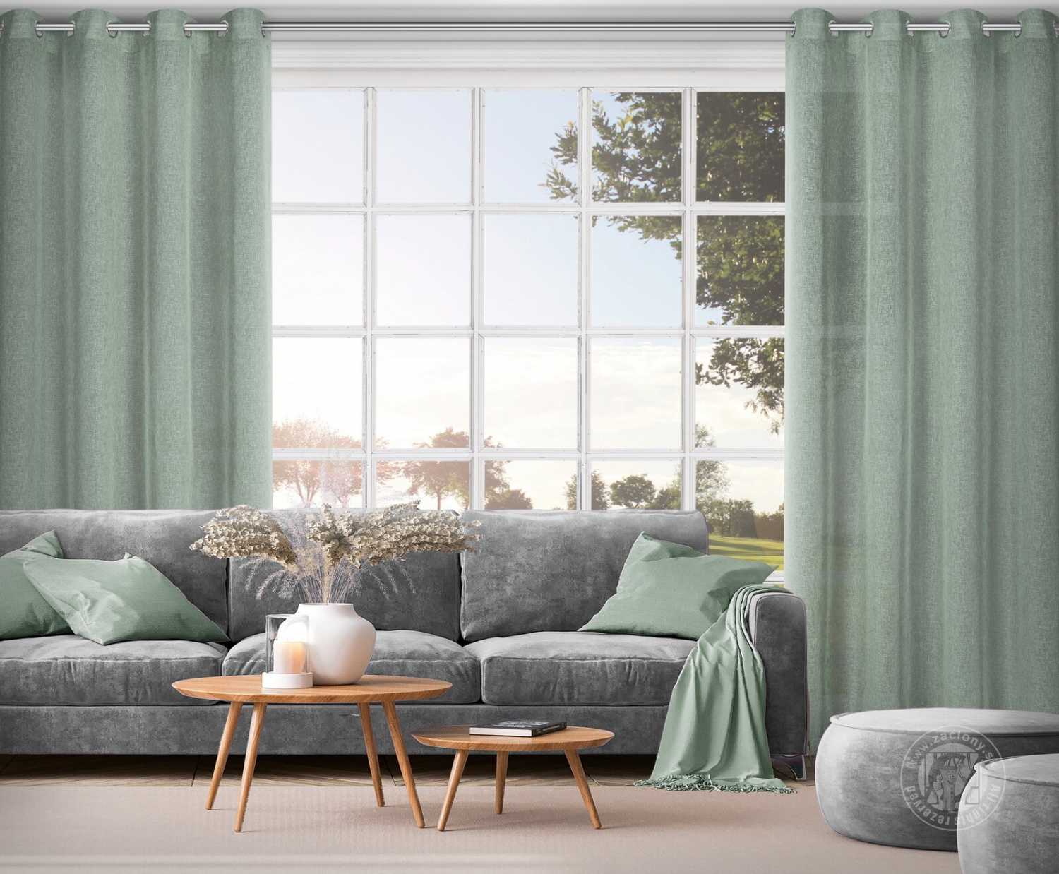 Záves ANGELICA na krúžkoch 140x250cm mätový