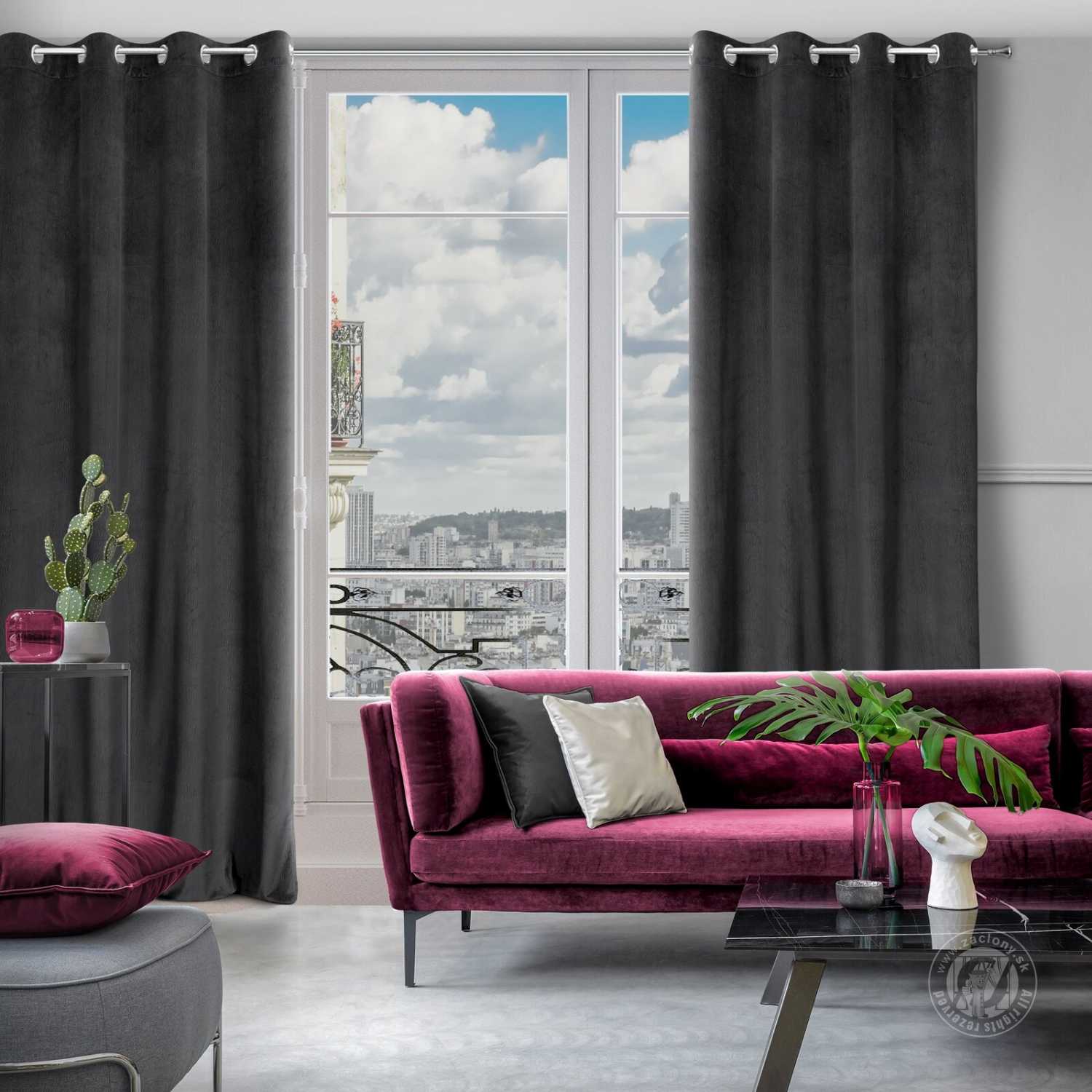 Záves LILI na krúžkoch 140x250cm čierny