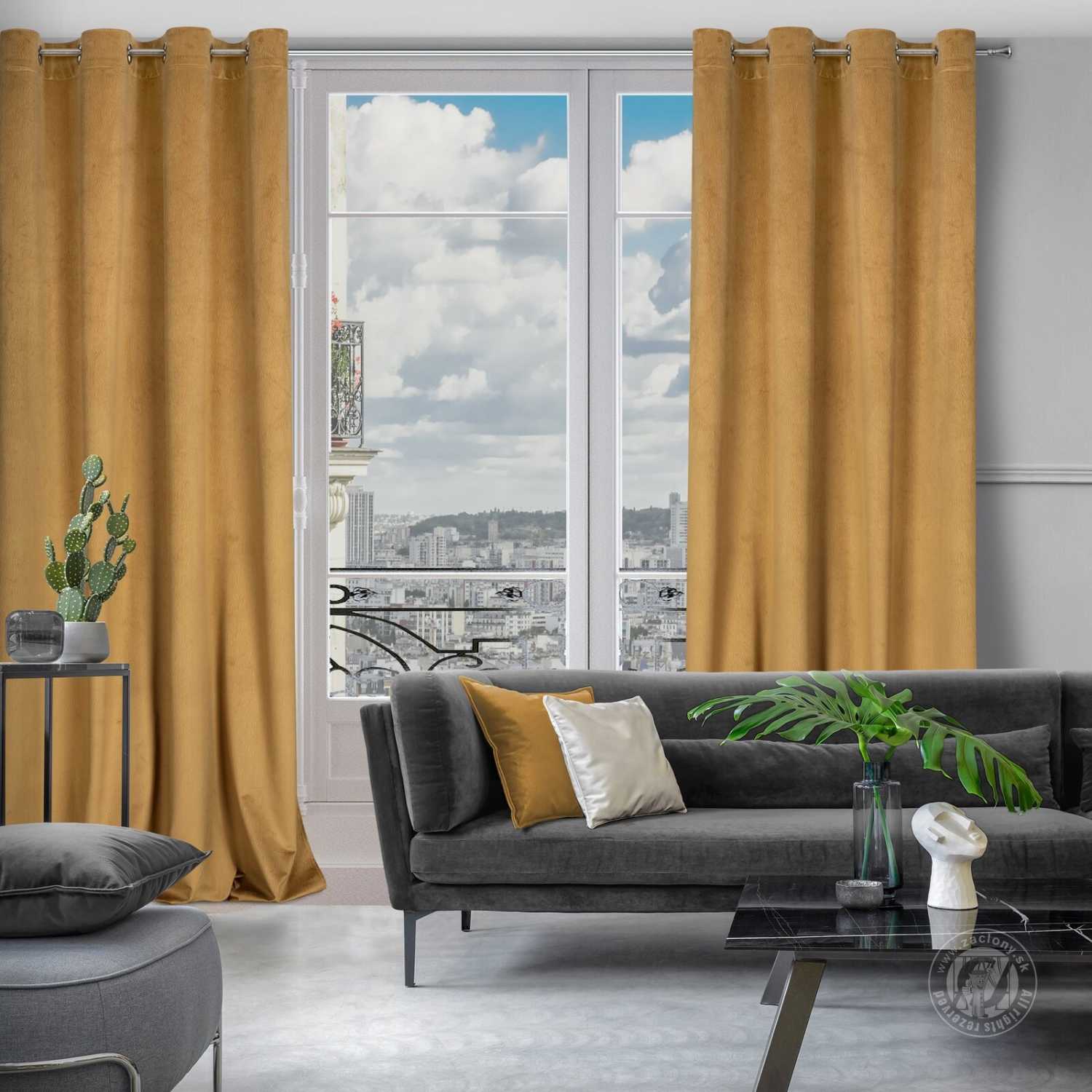 Záves LILI na krúžkoch 140x250cm horčicový