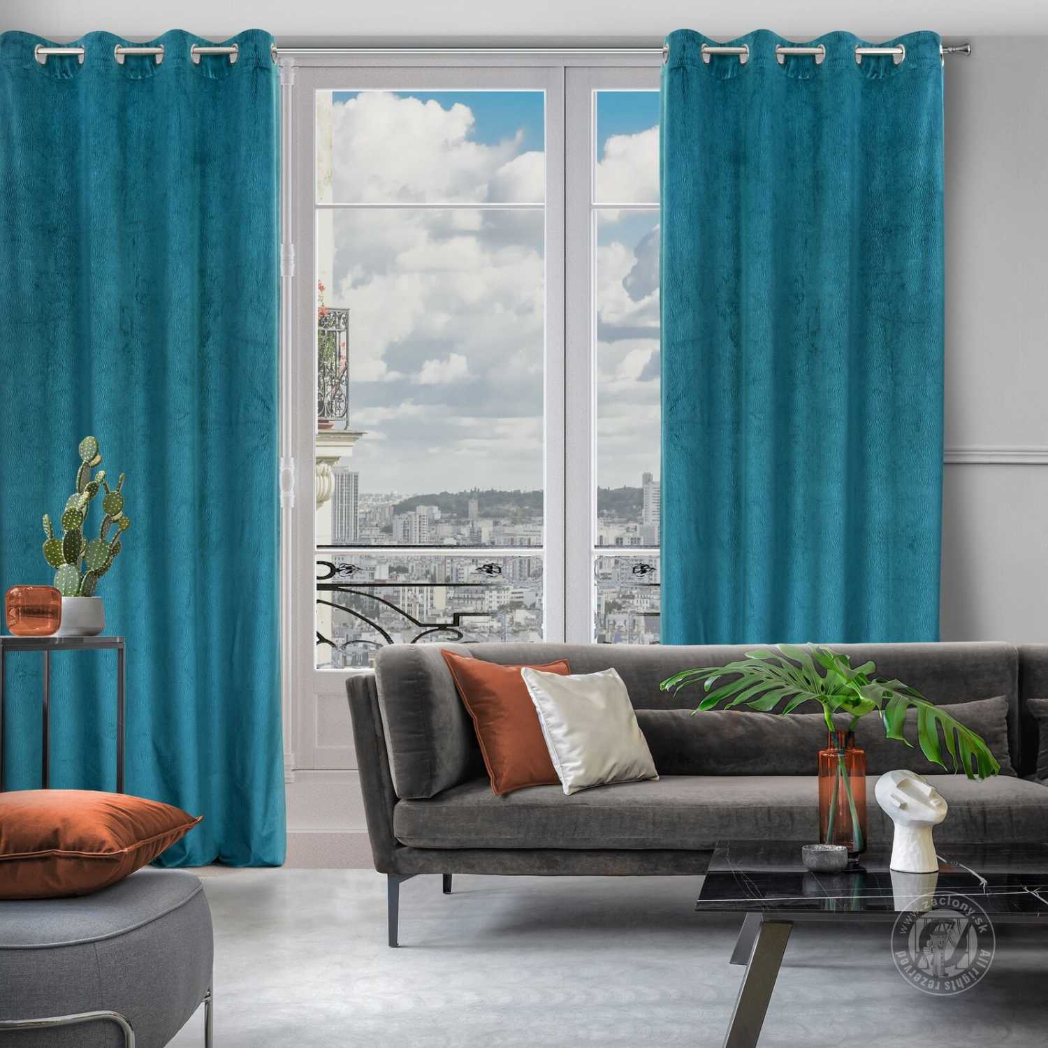 Záves LILI na krúžkoch 140x250cm modrý