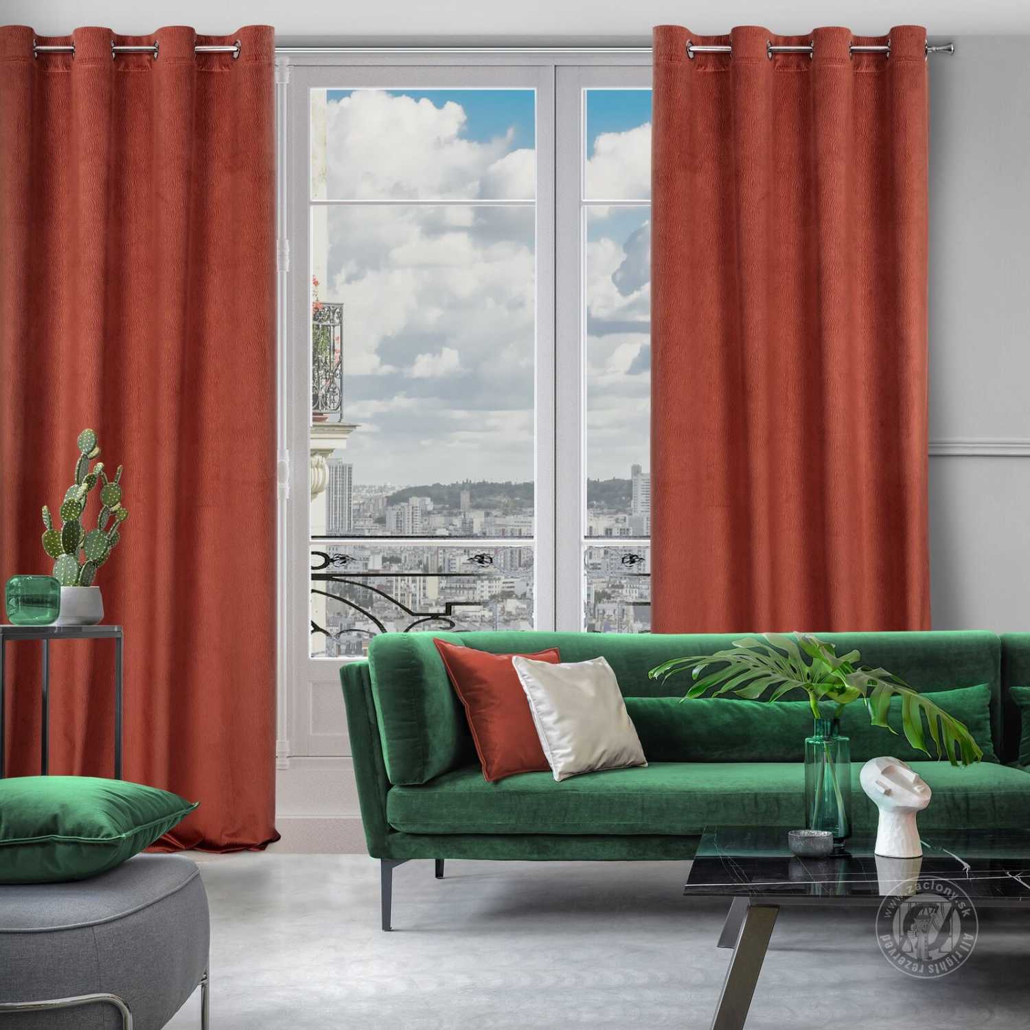 Záves LILI na krúžkoch 140x250cm tehlový