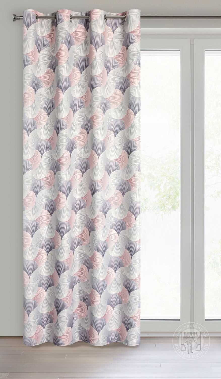 Záves ASETA na krúžkoch 140x250cm sivý/ružový