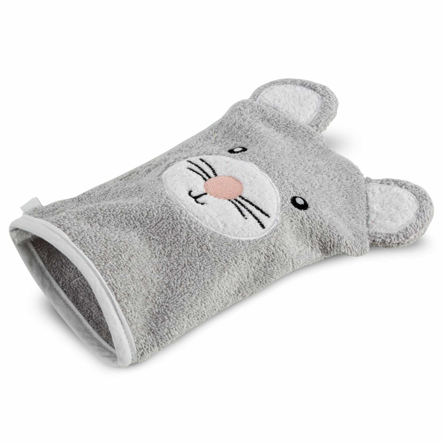 Detský uterák BABY 15x21cm strieborný s myškou