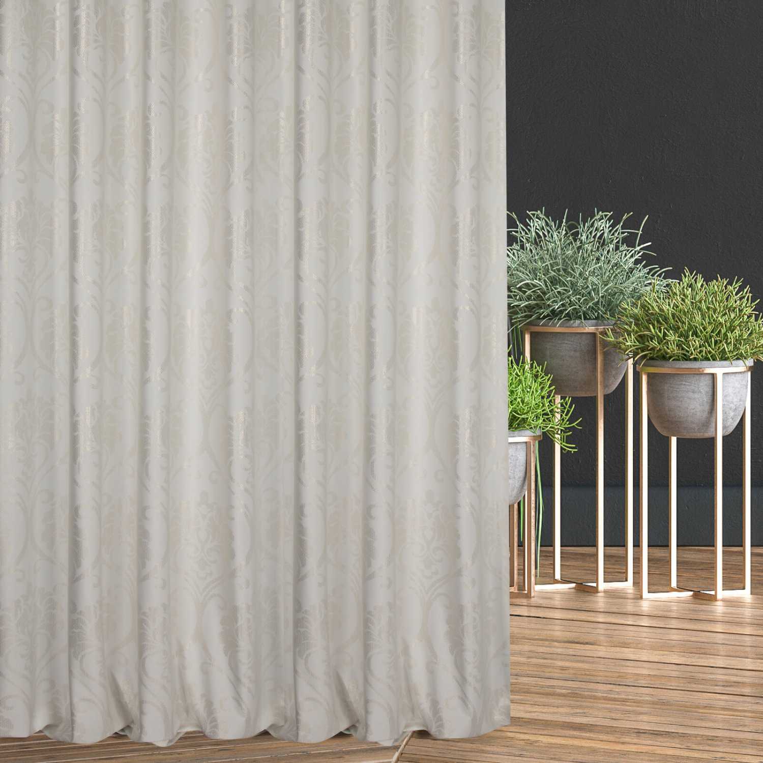 Zamatový záves DAMASK krémový/zlatý, 300cm