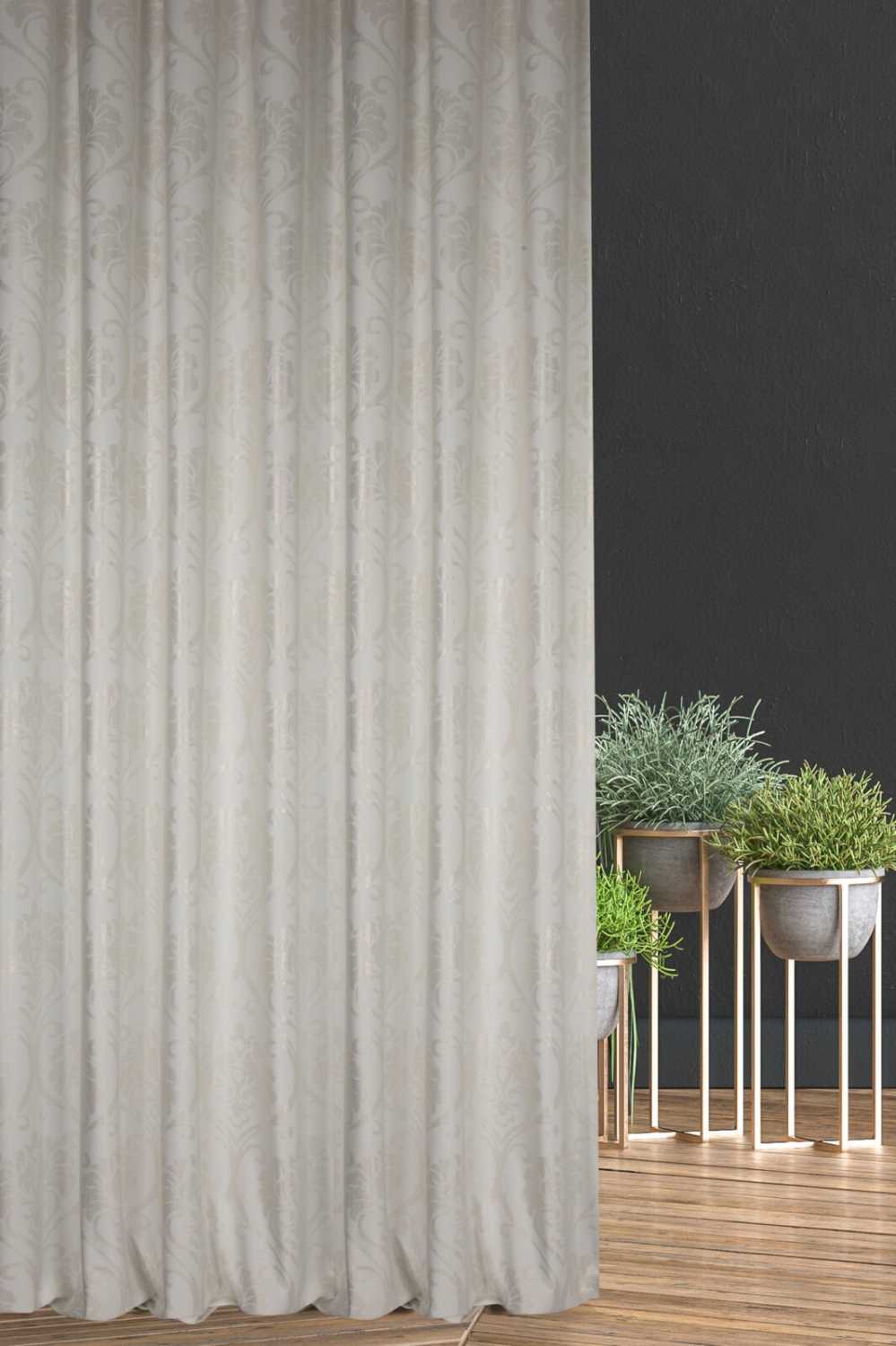 Zamatový záves DAMASK krémový/zlatý, 300cm