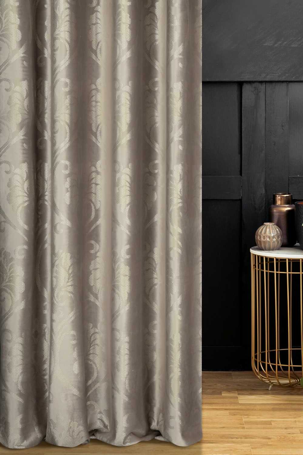 Zamatový záves DAMASK béžový/zlatý, 300cm