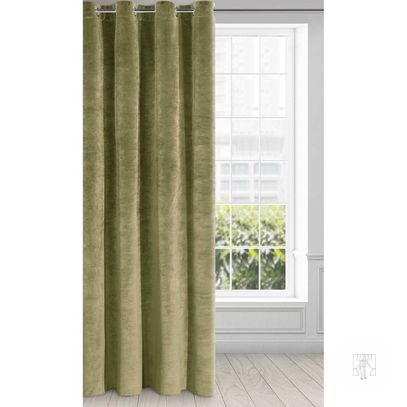 Záves RIA na krúžkoch olivový 140x250cm