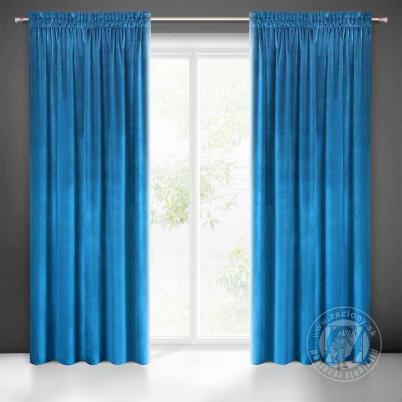 Záves SAMANTA na páske modrý 140x300cm