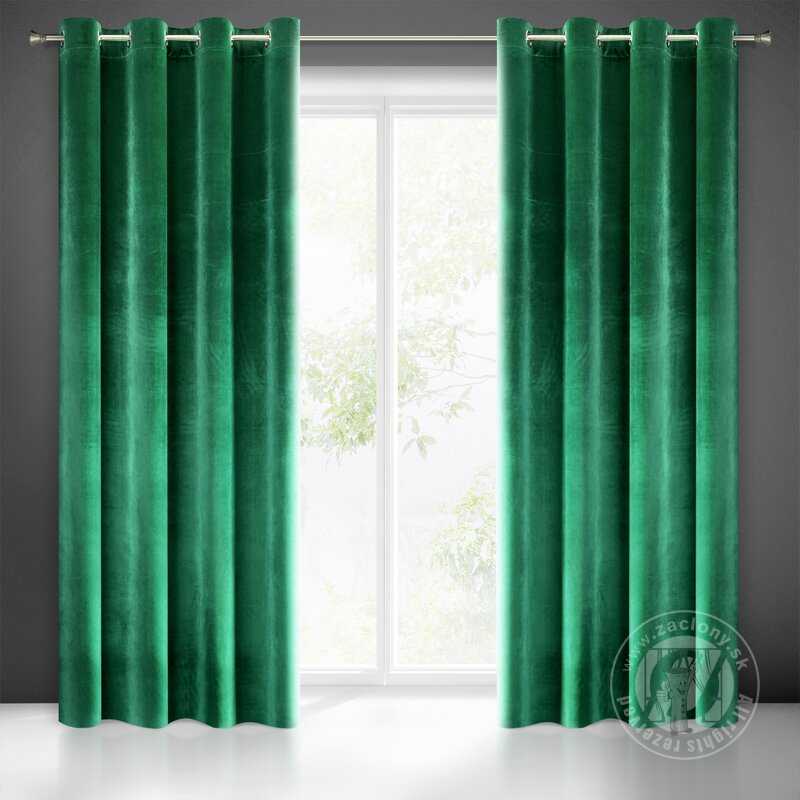 Záves SAMANTA na krúžkoch tmavozelený 140x250cm