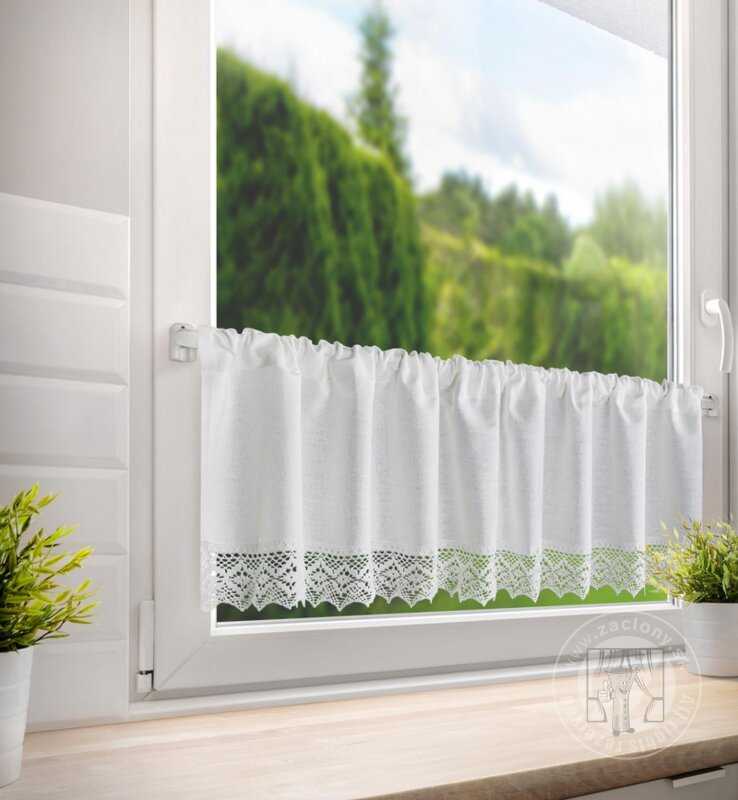 Vitrážová záclona CLARIE s krajkou biela 150x30cm