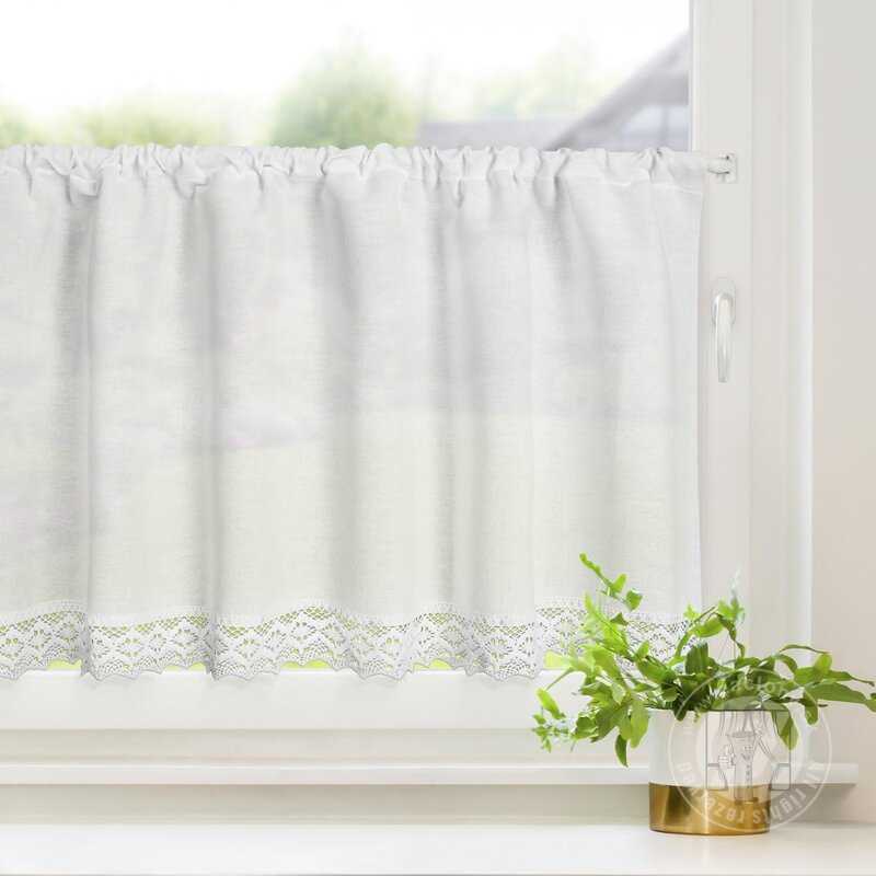 Vitrážová záclona CLARIE s krajkou biela 150x60cm