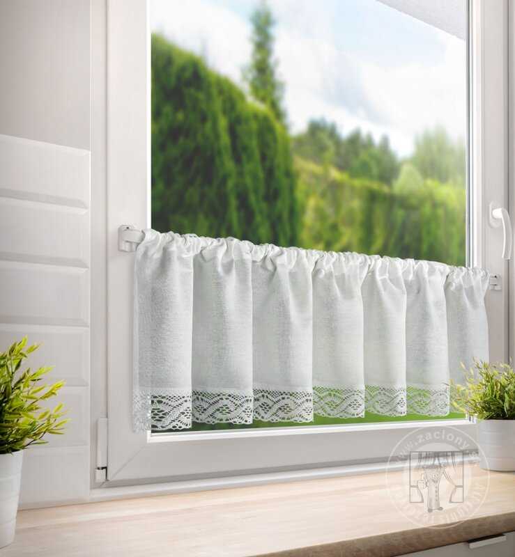 Vitrážová záclona VINCE s krajkou biela 150x30cm