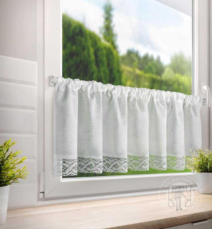Vitrážová záclona VINCE s krajkou biela 150x40cm