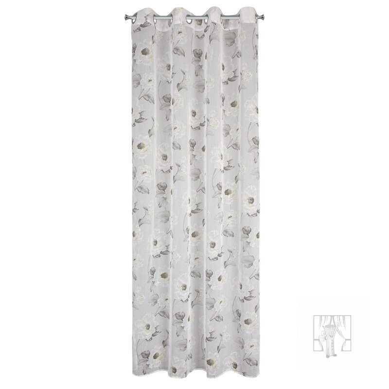 Záclona BESSY na krúžkoch biela/sivá 140x250cm
