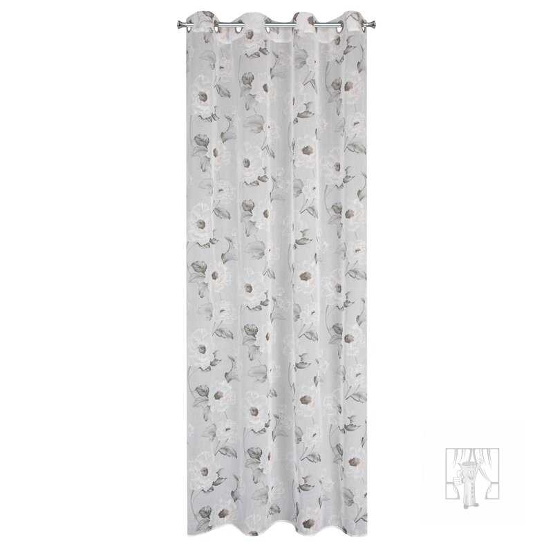 Záclona BESSY ma krúžkoch biela/ružová 140x250cm