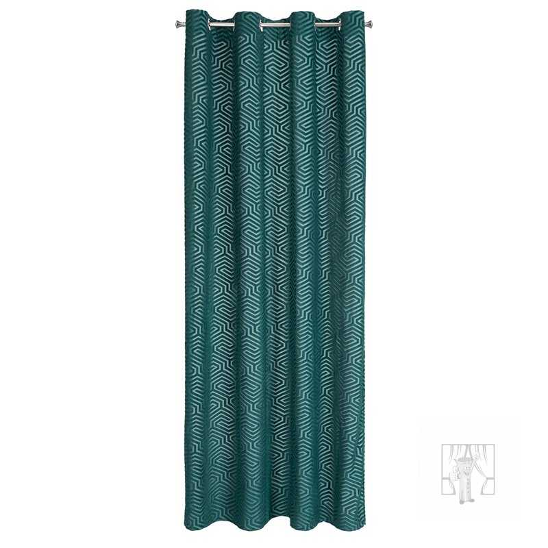 Záves PIERRE CARDIN INGA na krúžkoch tyrkysový 140x250cm