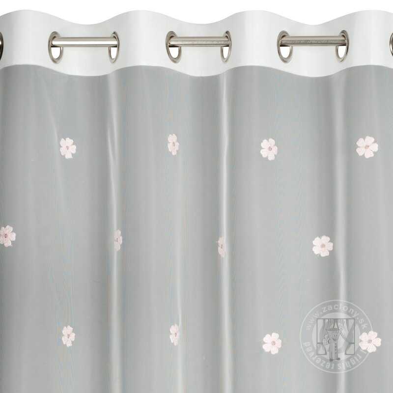 Záclona ELSA na krúžkoch biela/ružová 140x250cm