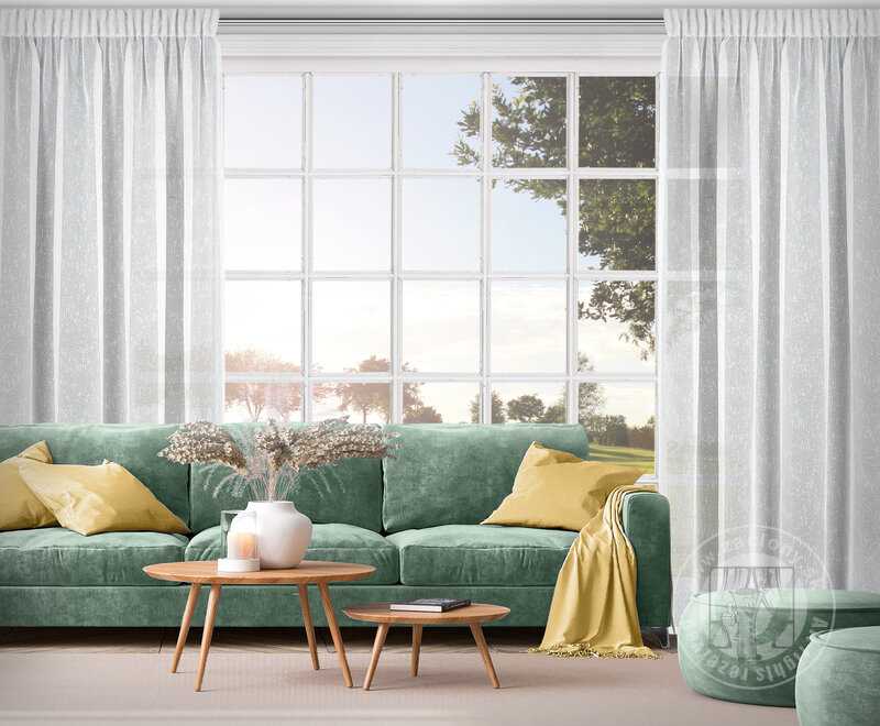 Záclona KELLY na páske biela so striebornou niťou 140x270cm