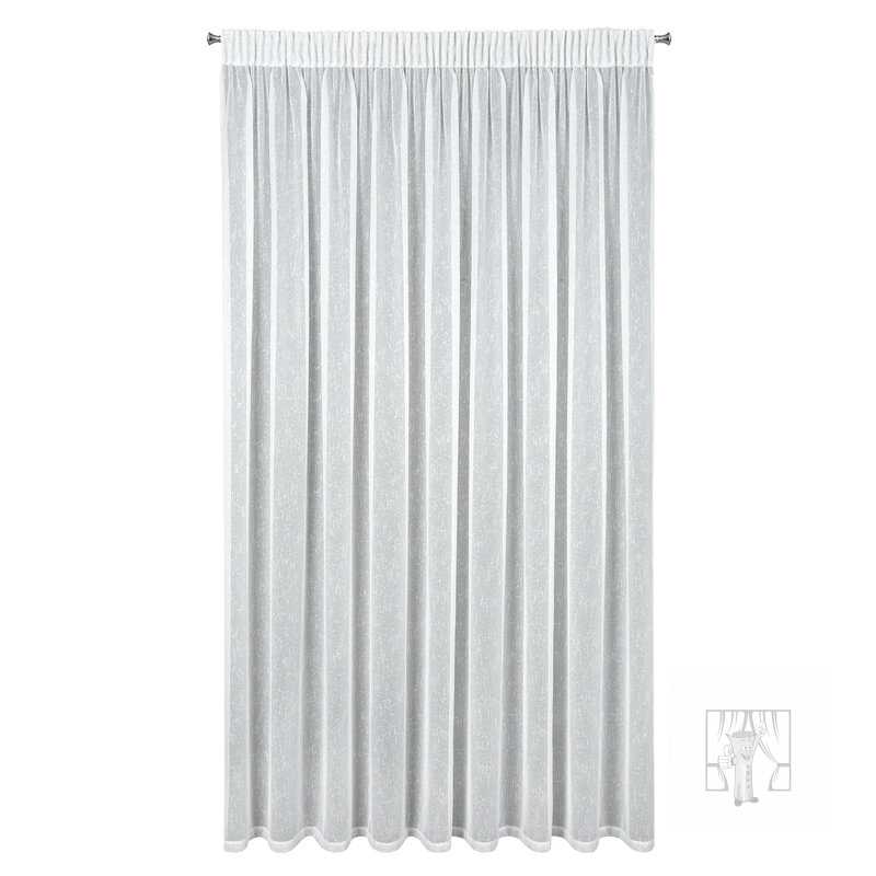 Záclona KELLY na páske biela so striebornou niťou 300x250cm