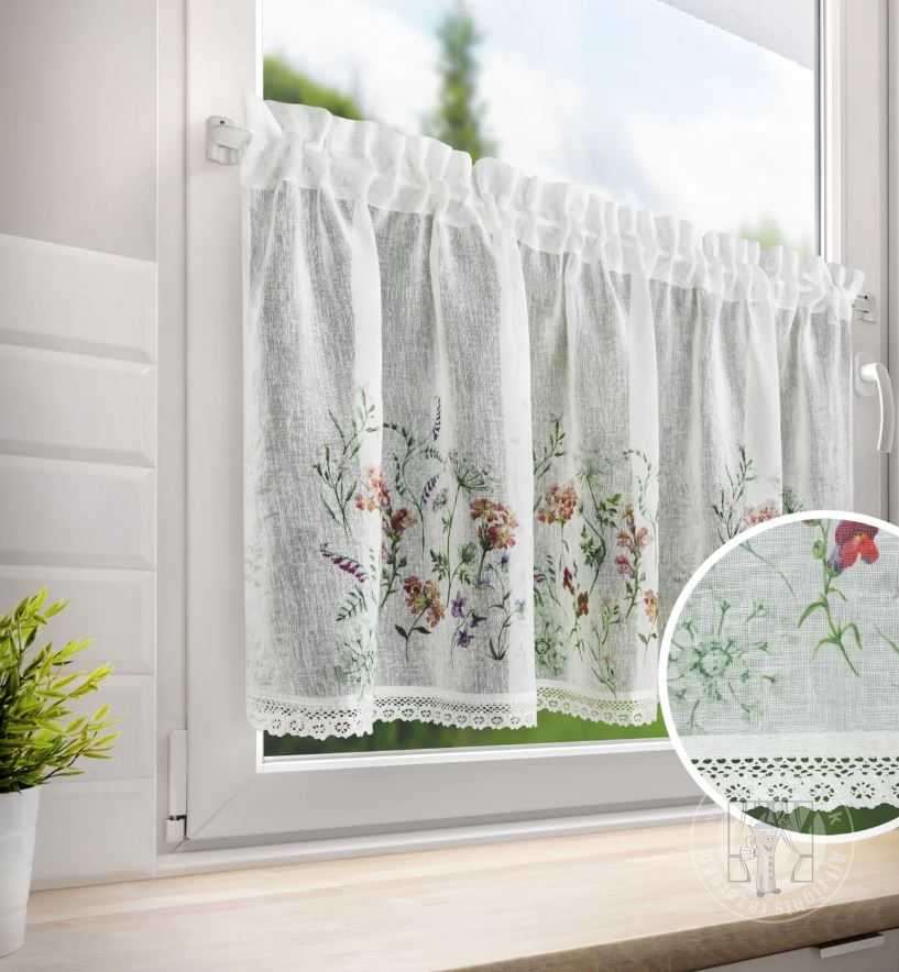 Vitrážová záclona SYLWIA lúčne kvety 60x150cm