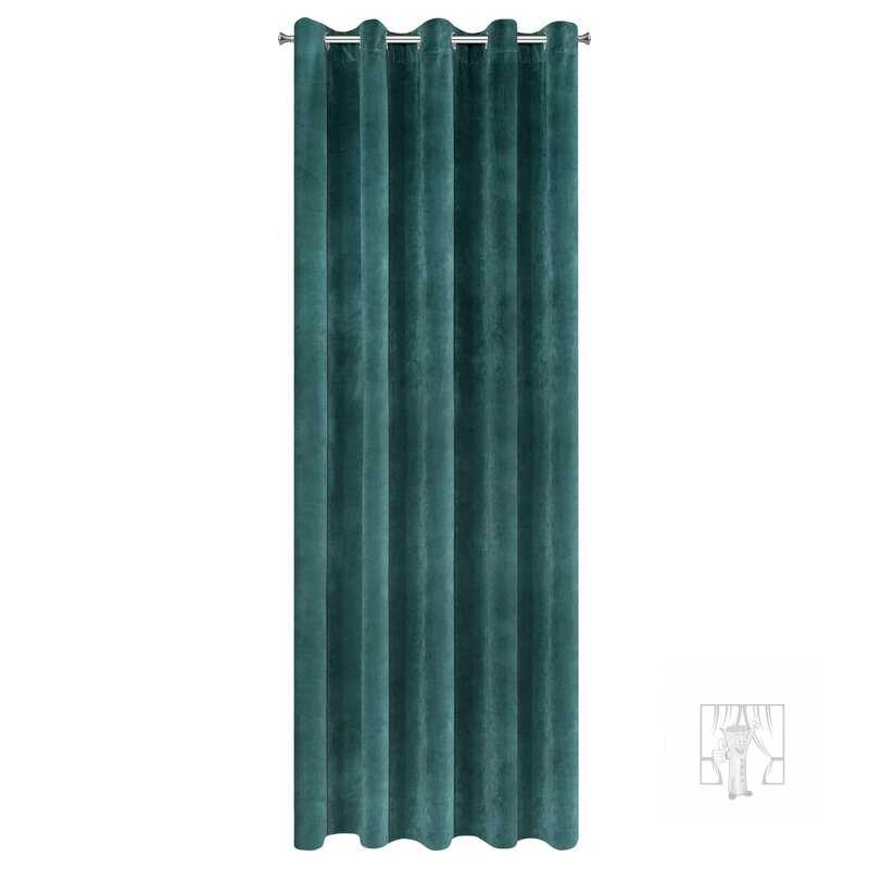 Záves VILLA na krúžkoch tmavý tyrkysový 140x250cm